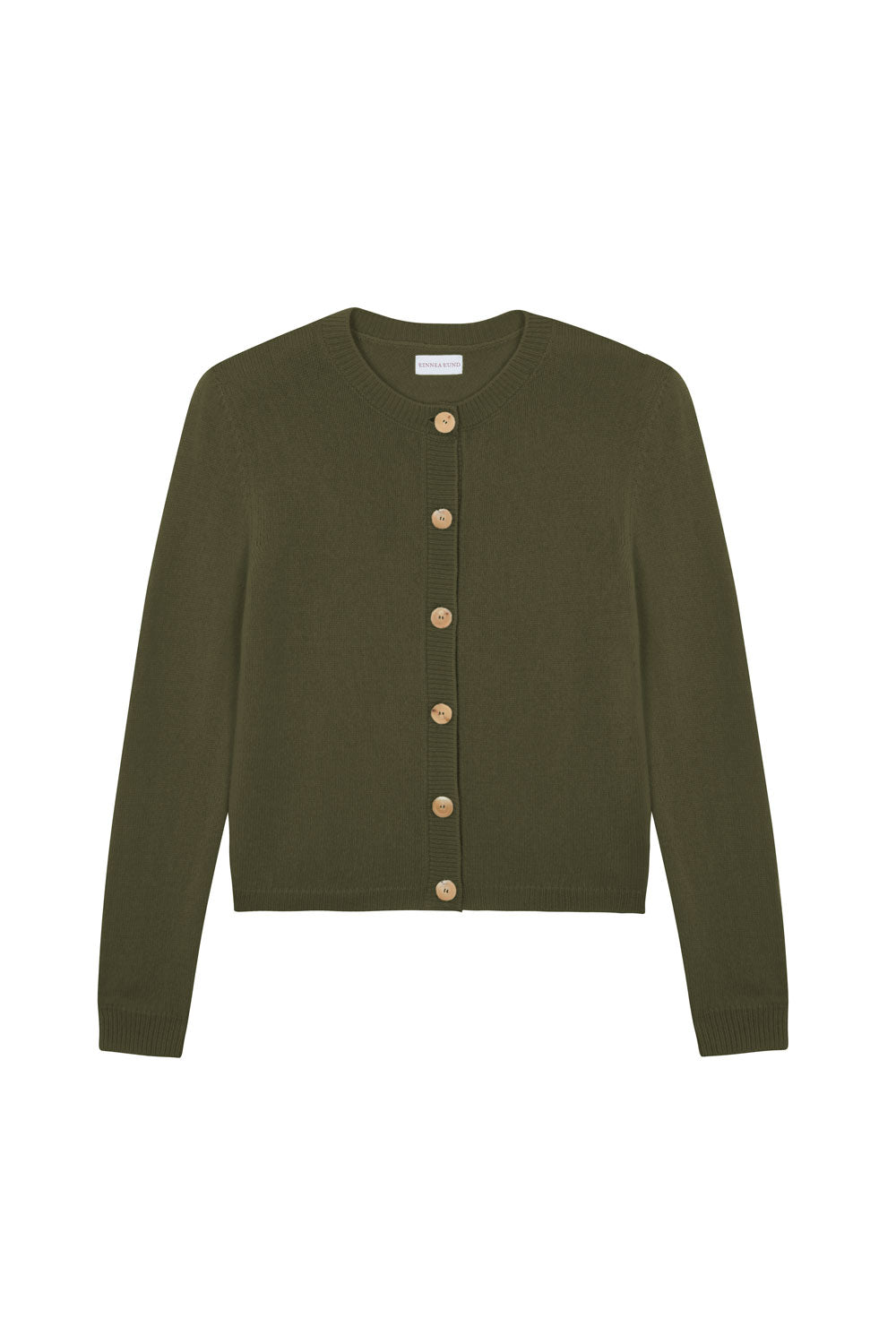 Khaki women cashmere cardigan - packshot | Greta | Linnea Lund