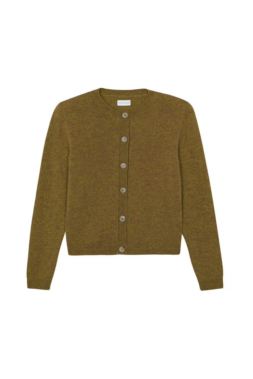 ocher green fitted cashmere cardigan | Greta | Linnea Lund