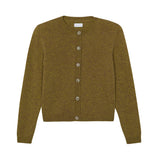ocher green fitted cashmere cardigan | Greta | Linnea Lund