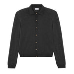 Women lightweight cashmere polo neck cardigan dark grey | Gunilla | Linnea Lund