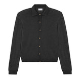 Women lightweight cashmere polo neck cardigan dark grey | Gunilla | Linnea Lund