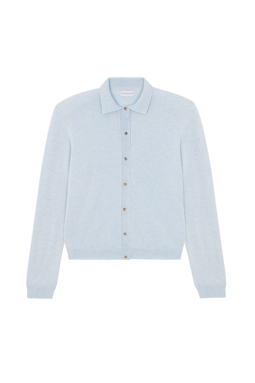 Women lightweight cashmere polo neck cardigan baby blue | Gunilla | Linnea Lund