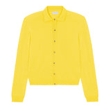 Women lightweight cashmere polo neck cardigan bright yellow | Gunilla | Linnea Lund