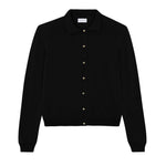 Women lightweight cashmere polo neck cardigan black | Gunilla | Linnea Lund