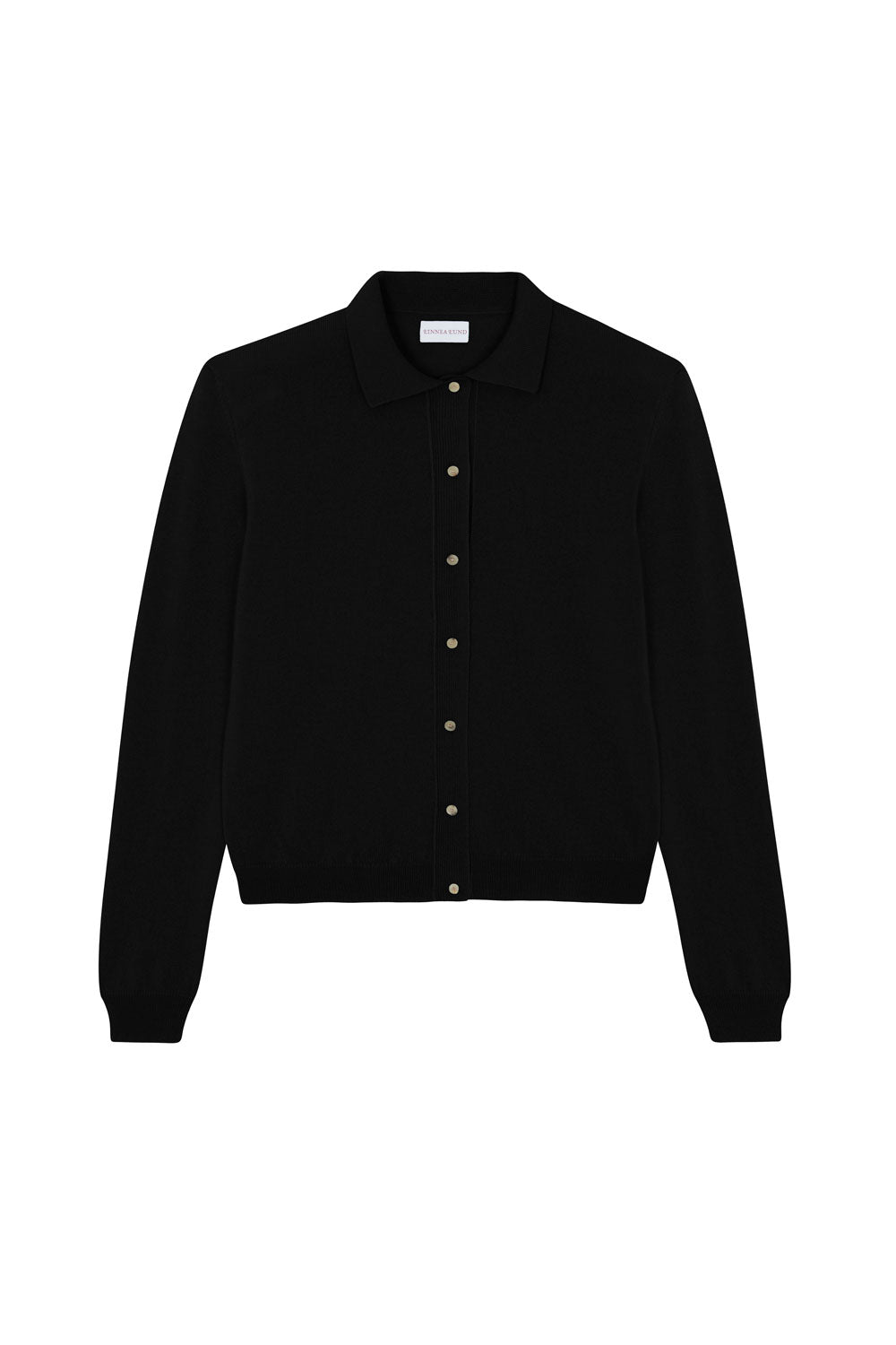 Women lightweight cashmere polo neck cardigan black | Gunilla | Linnea Lund