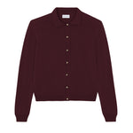 Women lightweight cashmere polo neck cardigan burgundy | Gunilla | Linnea Lund