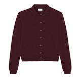 Women lightweight cashmere polo neck cardigan burgundy | Gunilla | Linnea Lund