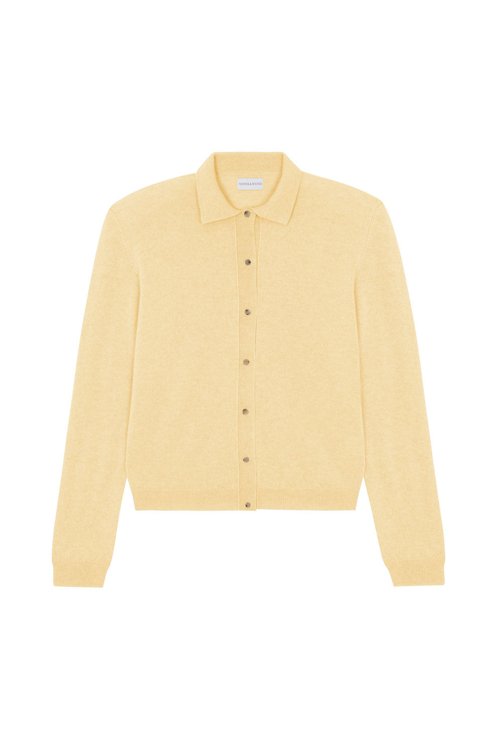 Women lightweight cashmere polo neck cardigan yellow | Gunilla | Linnea Lund