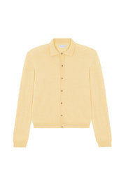 Women lightweight cashmere polo neck cardigan yellow | Gunilla | Linnea Lund