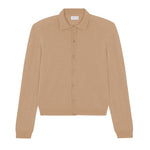 Women lightweight cashmere polo neck cardigan camel | Gunilla | Linnea Lund