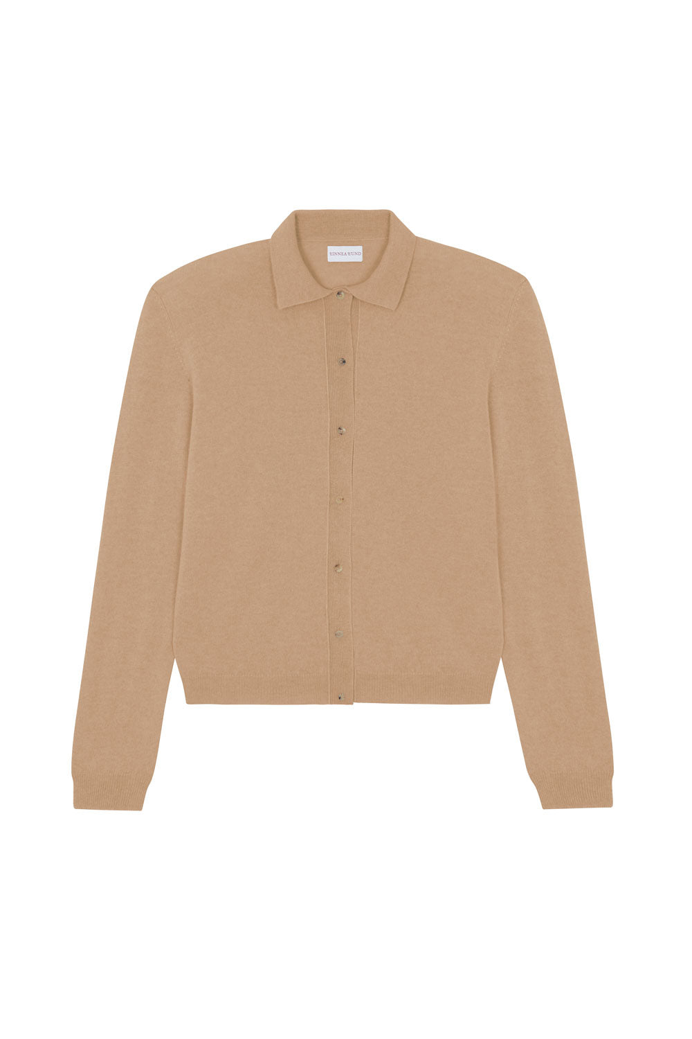 Women lightweight cashmere polo neck cardigan camel | Gunilla | Linnea Lund