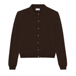 Women lightweight cashmere polo neck cardigan brown | Gunilla | Linnea Lund