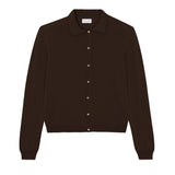Women lightweight cashmere polo neck cardigan brown | Gunilla | Linnea Lund