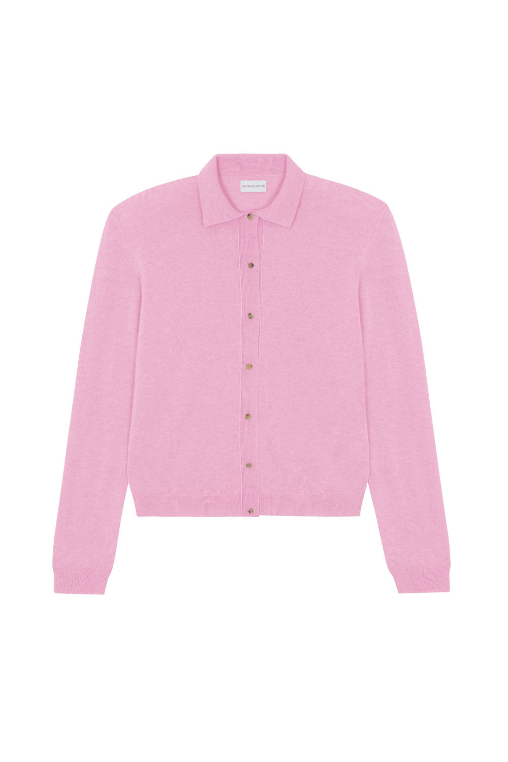 Women lightweight cashmere polo neck cardigan pink | Gunilla | Linnea Lund