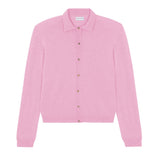 Women lightweight cashmere polo neck cardigan pink | Gunilla | Linnea Lund