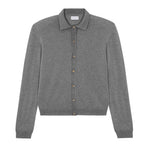 Women lightweight cashmere polo neck cardigan grigio | Gunilla | Linnea Lund