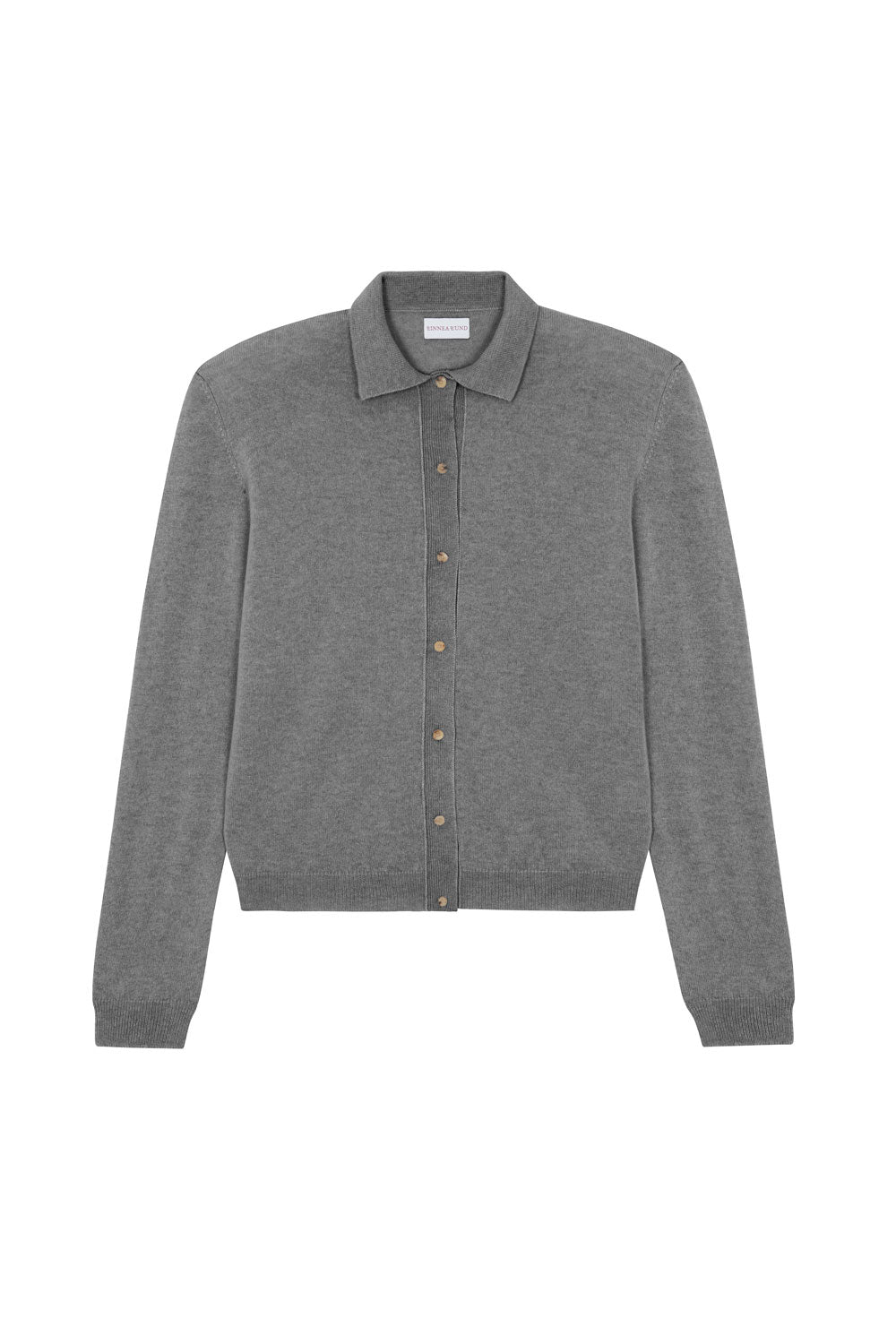Women lightweight cashmere polo neck cardigan grigio | Gunilla | Linnea Lund