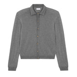 Women lightweight cashmere polo neck cardigan grigio | Gunilla | Linnea Lund