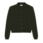Women lightweight cashmere polo neck cardigan khaki | Gunilla | Linnea Lund