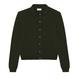 Women lightweight cashmere polo neck cardigan khaki | Gunilla | Linnea Lund