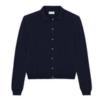 Women lightweight cashmere polo neck cardigan midnight blue | Gunilla | Linnea Lund