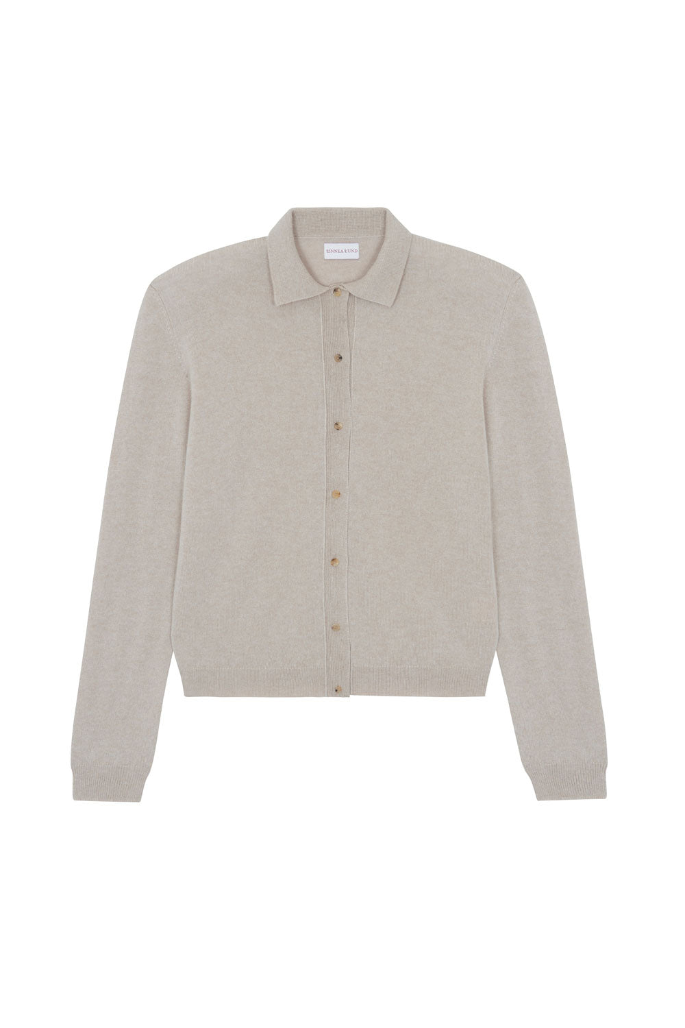 Women lightweight cashmere polo neck cardigan beige | Gunilla | Linnea Lund