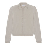 Women lightweight cashmere polo neck cardigan beige | Gunilla | Linnea Lund
