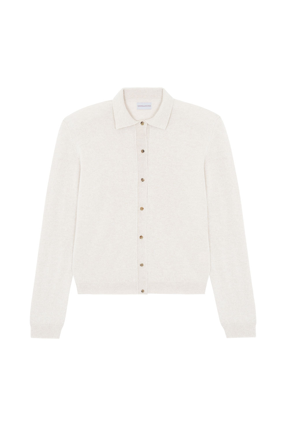 Women lightweight cashmere polo neck cardigan white | Gunilla | Linnea Lund
