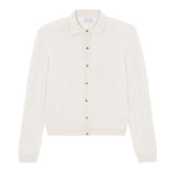 Women lightweight cashmere polo neck cardigan white | Gunilla | Linnea Lund