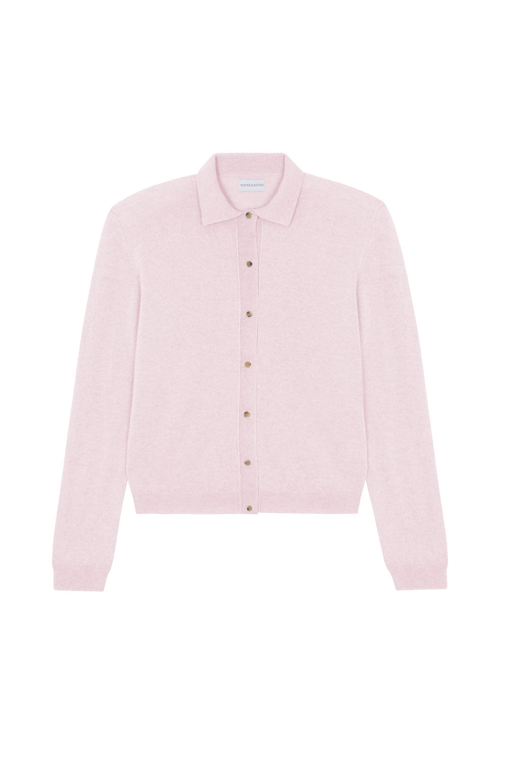 Women lightweight cashmere polo neck cardigan light pink| Gunilla | Linnea Lund