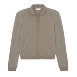 Women lightweight cashmere polo neck cardigan light brown | Gunilla | Linnea Lund