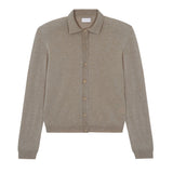 Women lightweight cashmere polo neck cardigan light brown | Gunilla | Linnea Lund