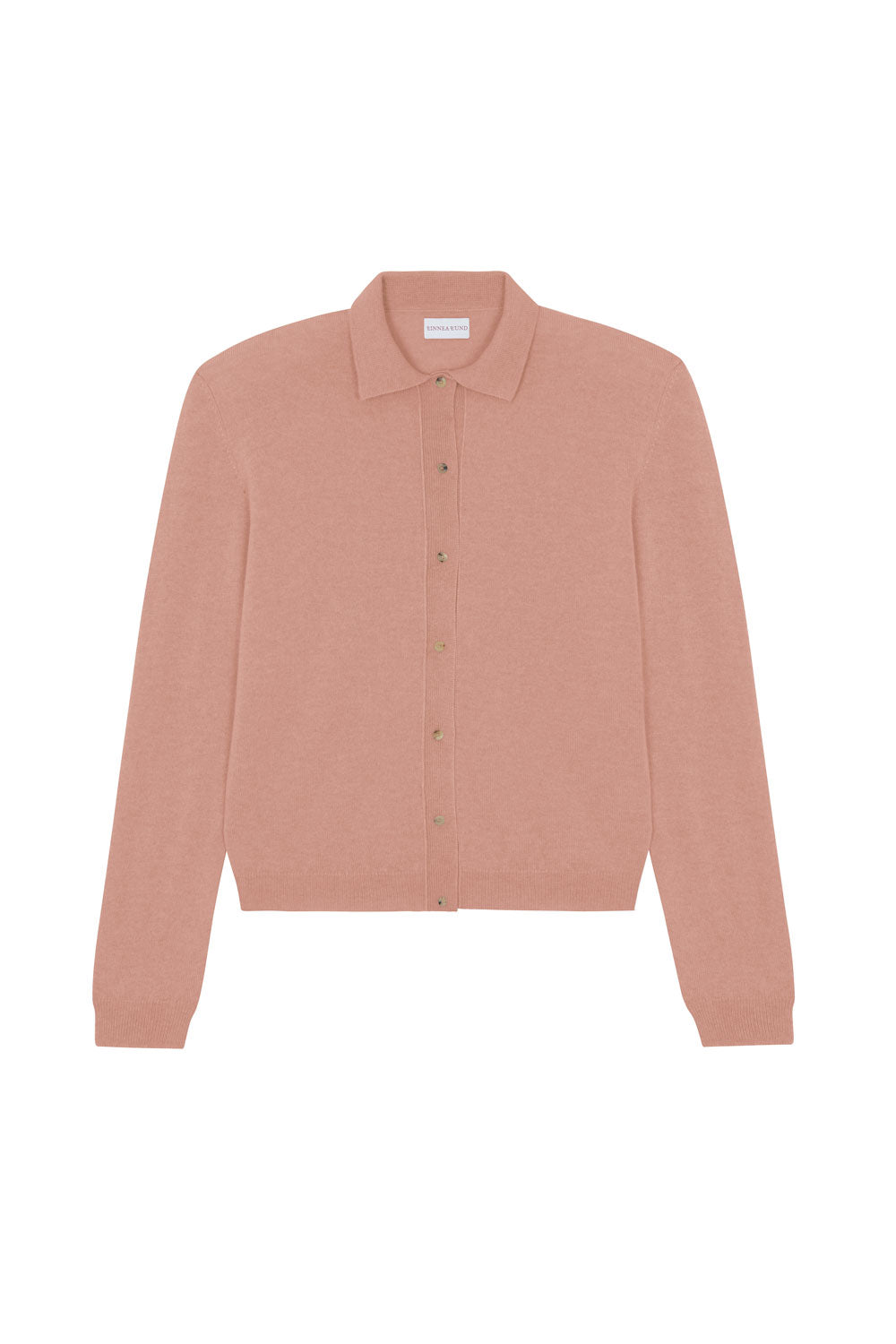 Women lightweight cashmere polo neck cardigan rose gold | Gunilla | Linnea Lund