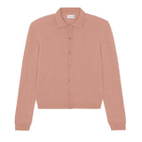 Women lightweight cashmere polo neck cardigan rose gold | Gunilla | Linnea Lund