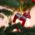 Hand-painted Wooden Christmas Tree Pendant – Dala Horse | Linnea Lund