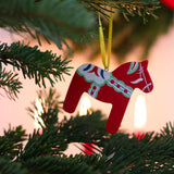 Hand-painted Wooden Christmas Tree Pendant – Dala Horse | Linnea Lund
