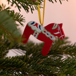 Hand-painted Wooden Christmas Tree Pendant – Dala Horse | Linnea Lund