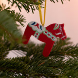Hand-painted Wooden Christmas Tree Pendant – Dala Horse | Linnea Lund