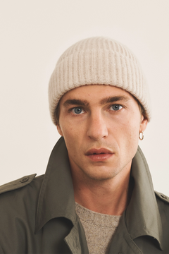 beige beanie cashmere men - front view | Harry | Linnea Lund