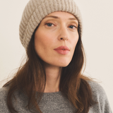 greige color beanie cashmere men - front view | Harry | Linnea Lund