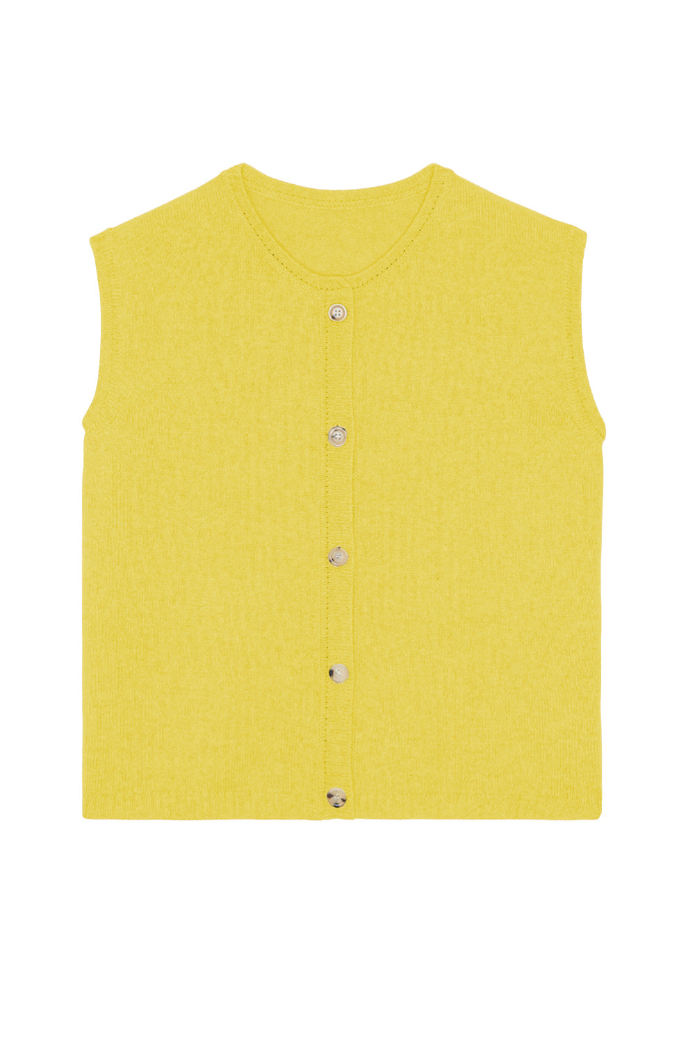 flash yellow cashmere sleeveless cardigan unisex - packshot | Hugo | Linnea Lund