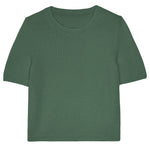 Green cashmere tee shirt - packshot | Ingid | Linnea Lund