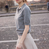 Short sleeve grey cashmere polo women | Isabella | Linnea Lund