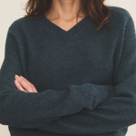 dark slate teal color cashmere sweater women - front view | Jack | Linnea Lund