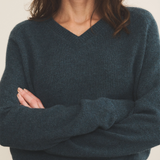 dark slate teal color cashmere sweater women - front view | Jack | Linnea Lund