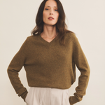 green ochre color cashmere sweater women - front | Jack | Linnea Lund