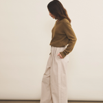 green ochre color cashmere sweater women - side view | Jack | Linnea Lund