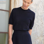 Midnight blue cashmere t-shirt for women | Jeanette | Linnea Lund
