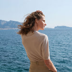 Women lightweight cashmere t-shirt beige | Jeannette | Linnea Lund