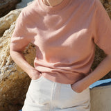 Rose gold cashmere t-shirt for women | Jeanette | Linnea Lund